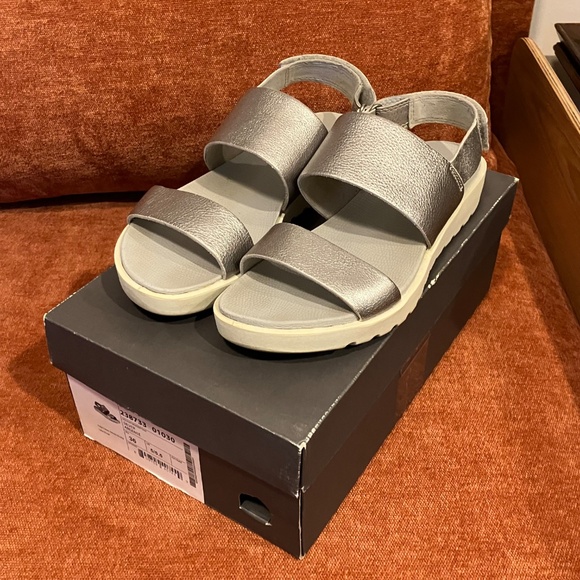 Ecco Freja Classic Women's EU 37 US 6 Sandals SILVER Double Strap Shoes Sandal - Picture 4 of 10